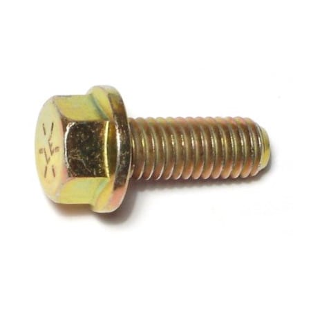 Midwest Fastener Grade 8, 3/8"-16 Flange Bolt, Zinc Plated Steel, 1 in L, 6 PK 71643
